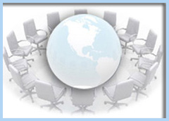 globe with chairs around it